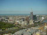 Uitzicht op Melbourne vanuit onze kamer. 