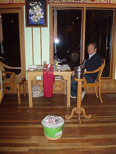 P1150143.JPG - We got a special dining room for us alone. Unfortunately they brought a stove to heat it up and the smoke stayed also in the room.